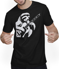 Produktbild von T-Shirt mit Mann Faultier mit E-Gitarre Musiker Lustiger Gitarrist