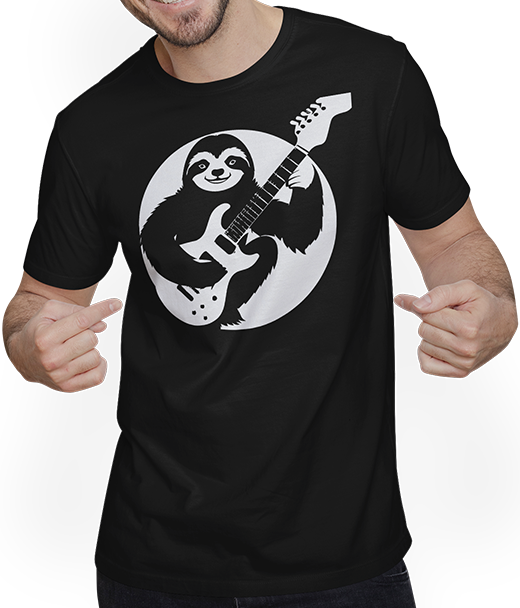 Produktbild von T-Shirt mit Mann Faultier mit E-Gitarre Musiker Lustiger Gitarrist