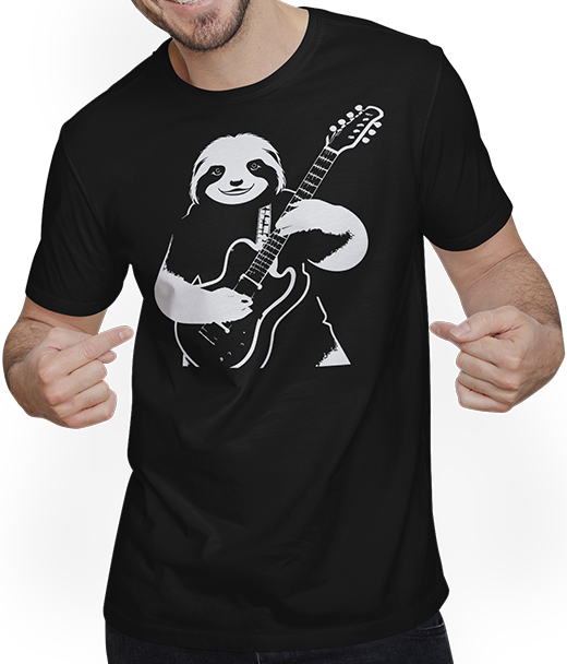 Produktbild von T-Shirt mit Mann Faultier mit E-Gitarre Musiker Lustiger Gitarrist
