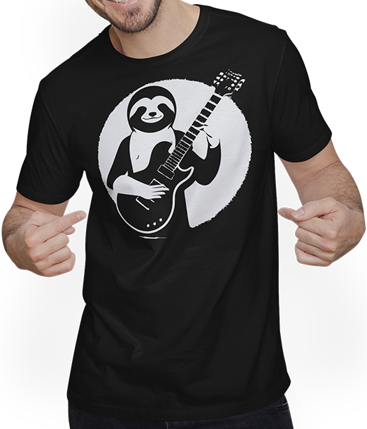 Produktbild von T-Shirt mit Mann Faultier mit E-Gitarre Musiker Lustiger Gitarrist