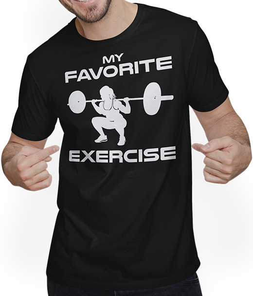 Produktbild von T-Shirt mit Mann Favorite Exercise Legday Bodybuilding Gewichtheben Kniebeugen