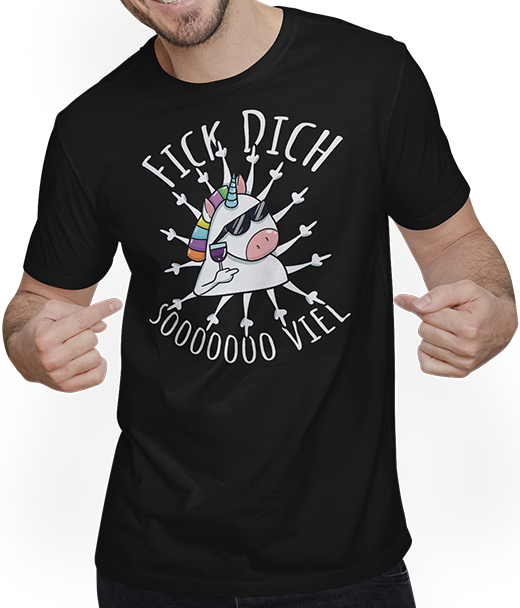 Produktbild von T-Shirt mit Mann Fick Dich so viel | Böses Misanthrop Einhorn | Sarkasmus