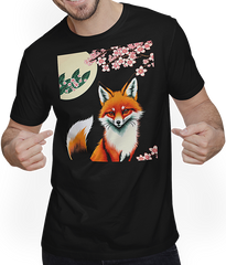 Produktbild von T-Shirt mit Mann Foxes Japanische Kirschblüte Blume Kitsune Fuchs