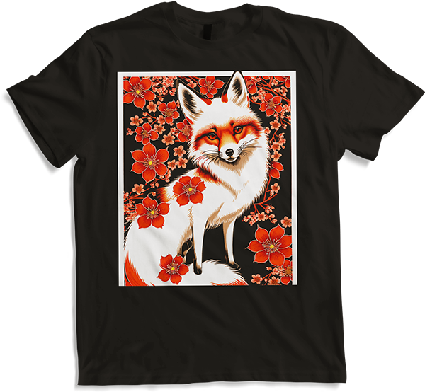 Produktbild von T-Shirt Foxes Japanische Kirschblüte Blume Kitsune Fuchs