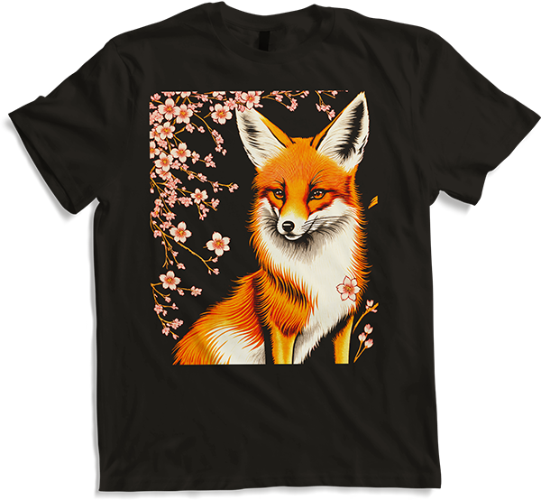Produktbild von T-Shirt Foxes Japanische Kirschblüte Blume Kitsune Fuchs