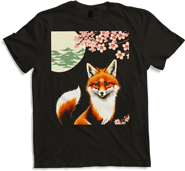 Produktbild von T-Shirt Foxes Japanische Kirschblüte Blume Kitsune Fuchs