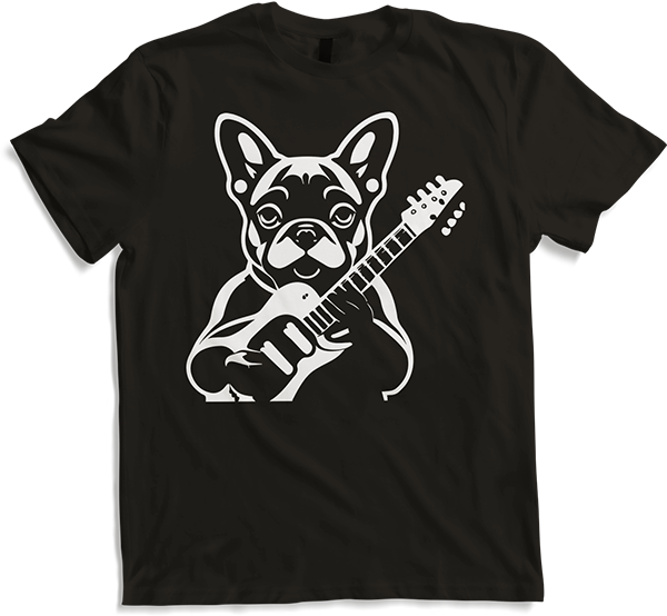Produktbild von T-Shirt Französische Bulldogge mit E-Gitarre Musiker Gitarrist