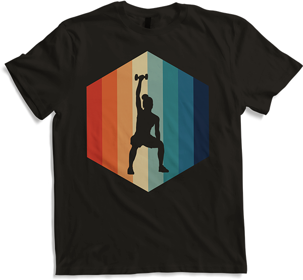 Produktbild von T-Shirt Frauen Workout | Vintage Hexagon | Retro Kurzhantel