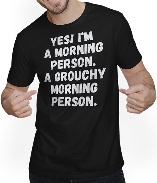 Produktbild von T-Shirt mit Mann Freche sarkastische Morgenmenschen Sprüche Kaffeeliebhaber