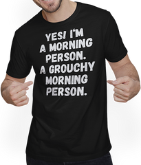Produktbild von T-Shirt mit Mann Freche sarkastische Morgenmenschen Sprüche Kaffeeliebhaber