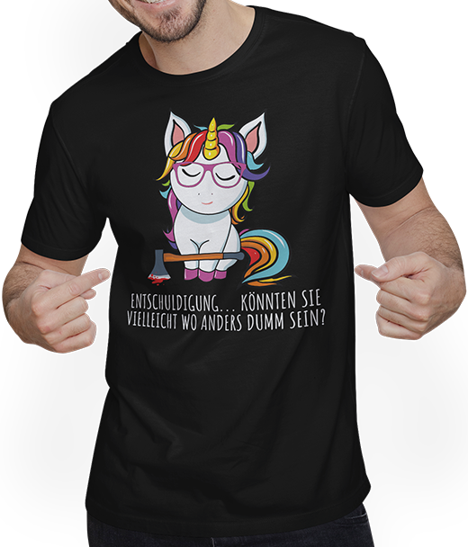 Produktbild von T-Shirt mit Mann Freches Einhorn Lustiger frecher Spruch Mädchen & Teenager