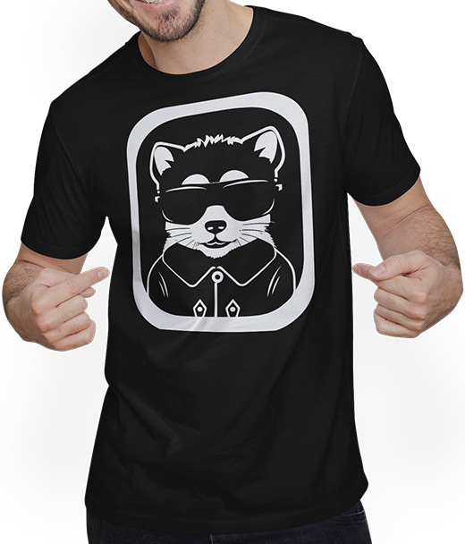 Produktbild von T-Shirt mit Mann Frettchen trägt Sonnenbrille coole Frettchen