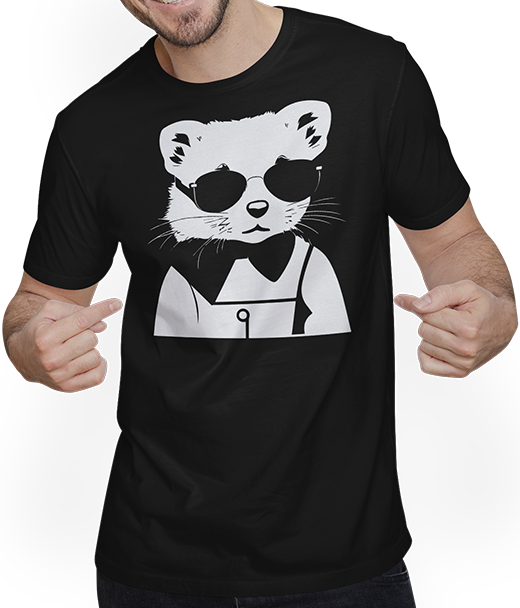 Produktbild von T-Shirt mit Mann Frettchen trägt Sonnenbrille coole Frettchen