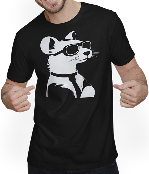 Produktbild von T-Shirt mit Mann Frettchen trägt Sonnenbrille coole Frettchen