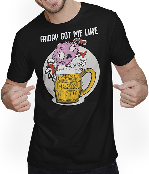 Produktbild von T-Shirt mit Mann Friday Got Me Like Funny Beer Spruch Brain Jumps in Alkohol