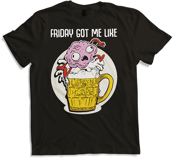 Produktbild von T-Shirt Friday Got Me Like Funny Beer Spruch Brain Jumps in Alkohol