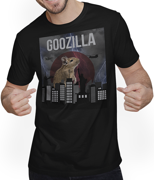Produktbild von T-Shirt mit Mann GOOZILLA | Lustiger Degu Spruch | Octodon Degus Zubehör