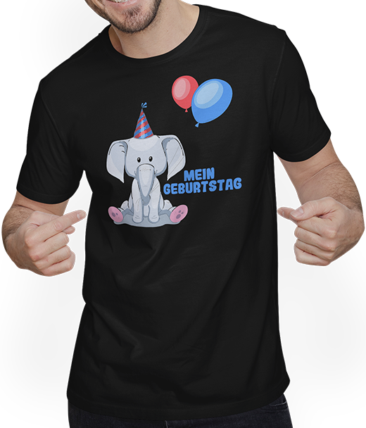 Produktbild von T-Shirt mit Mann Geburtstag Elefant Herz Luftballon Junge Mädchen Birthday