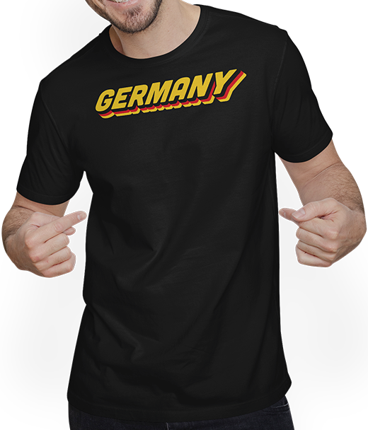 Produktbild von T-Shirt mit Mann Germany Bundesfarben Dreifarb Flagge Patrioten Deutschland