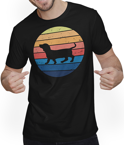Produktbild von T-Shirt mit Mann Geschenk für Dackelbesitzer | Vintage Dackel | Retro Teckel