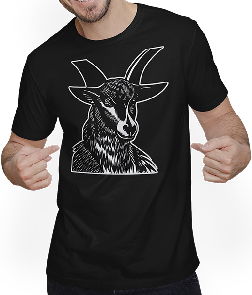 Produktbild von T-Shirt mit Mann Goat Baphomet Demon Black Metal Luzifer Satan Satanist