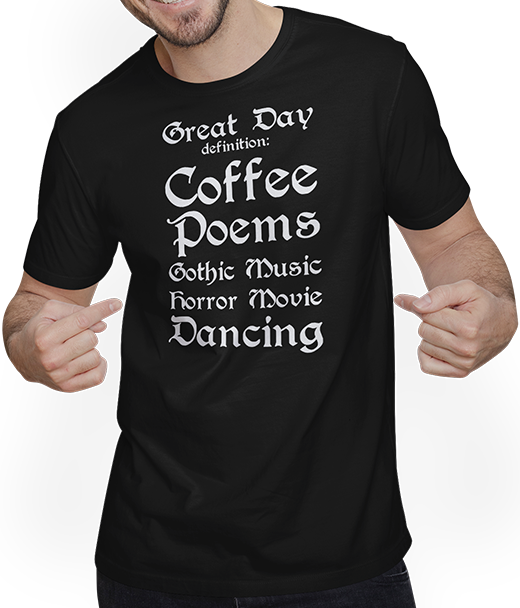 Produktbild von T-Shirt mit Mann Goth Gedicht Horror Film Gothic Spruch Dark Wave Batcave Frauen