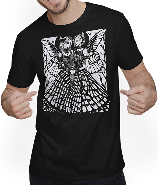 Produktbild von T-Shirt mit Mann Gothic Grunge Fairycore Ästhetik mit Skelettfee