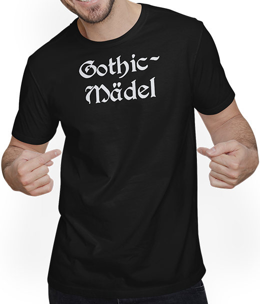 Produktbild von T-Shirt mit Mann Gothic Mädel Goth Dark Wave Batcave Spruch Gothic Mädchen