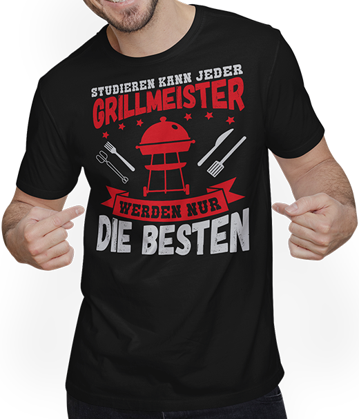 Produktbild von T-Shirt mit Mann Grillmeister werden nur die Besten Männer Grillen Spruch BBQ