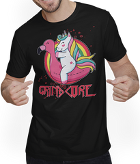 Produktbild von T-Shirt mit Mann Grindcore Einhorn Flamingo | Brutal Death Technical Death