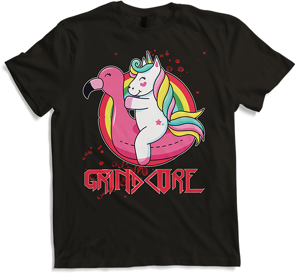 Produktbild von T-Shirt Grindcore Einhorn Flamingo | Brutal Death Technical Death