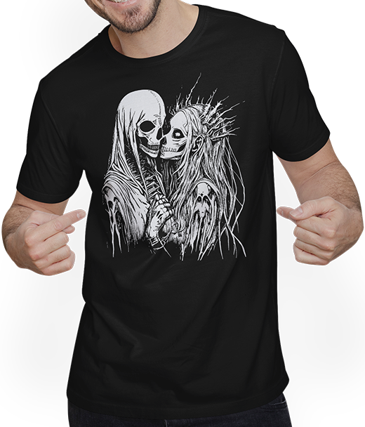 Produktbild von T-Shirt mit Mann Grindcore Okult Horror Couple Art Death Metal Thrash Metall