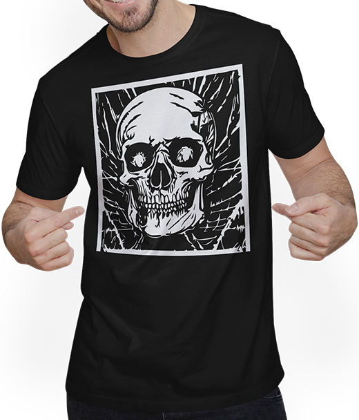 Produktbild von T-Shirt mit Mann Grindcore Okult Horror Skull Art Death Metal Thrash Metall