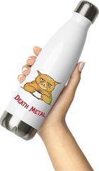 Produktbild von Thermosflasche von Hand gehalten Grindcore Spruch Horror Katze Metalhead Heavy Metal