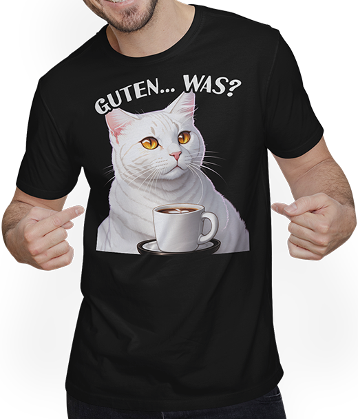 Produktbild von T-Shirt mit Mann Guten Was? Freche Frauen Sprüche Kaffee Spruch Morgenmuffel