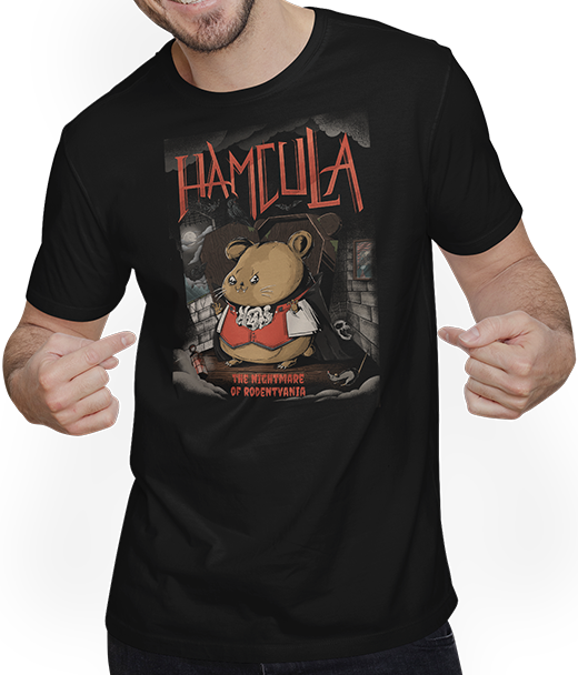 Produktbild von T-Shirt mit Mann HAMCULA Dsungarischer Zwerghamster Luster Hamster Spruch