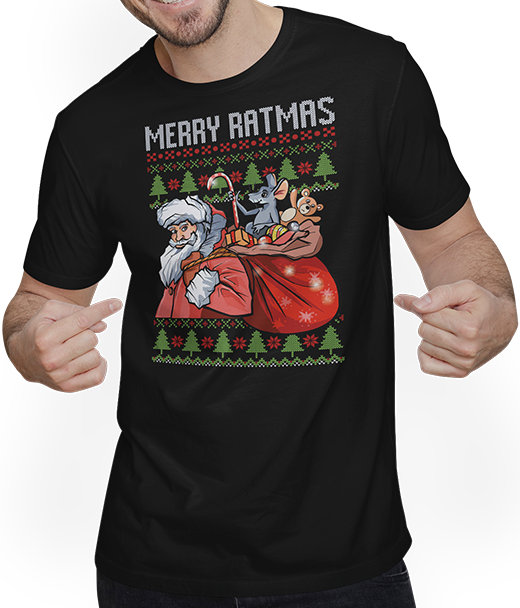 Produktbild von T-Shirt mit Mann Hässliche Weihnachten für Rattenbesitzer Lustige ausgefallene Ratmas