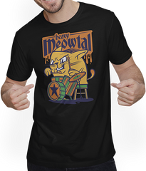 Produktbild von T-Shirt mit Mann Heavy Meowtal Cat Spruch Drum Sloth Heavy Metal Drummer