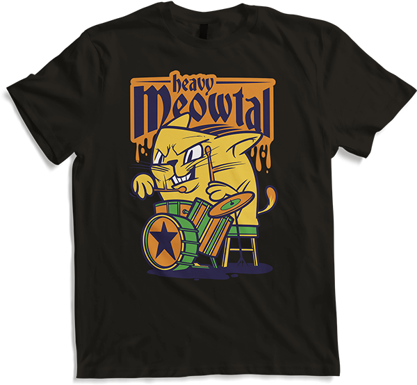 Produktbild von T-Shirt Heavy Meowtal Cat Spruch Drum Sloth Heavy Metal Drummer