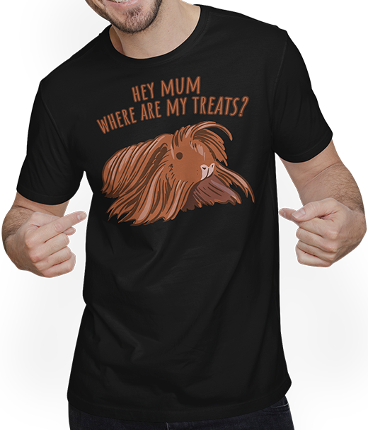 Produktbild von T-Shirt mit Mann Hey Mum Where Are My Treats? Lustiger Meerschweinchen Spruch