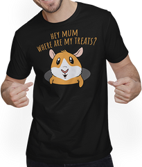 Produktbild von T-Shirt mit Mann Hey Mum Where Are My Treats? Lustiges Meerschweinchen-Spruch für Mädchen
