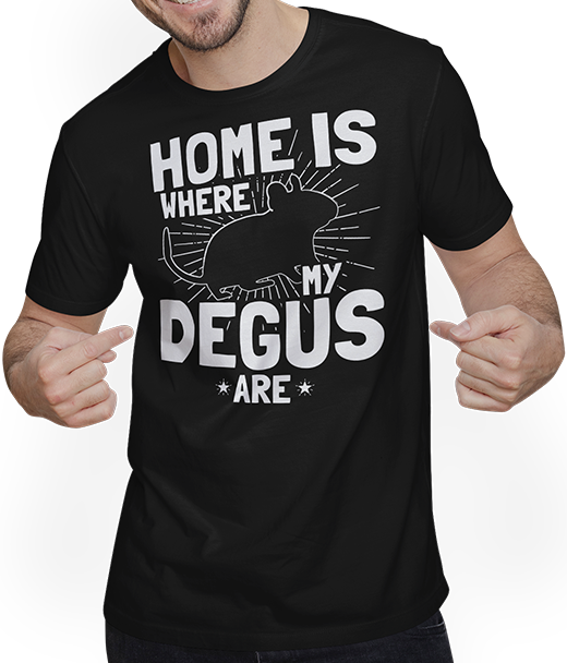 Produktbild von T-Shirt mit Mann Home Is Where My Degus Are | Lustiger Degu Spruch | Octodon