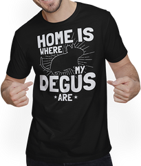 Produktbild von T-Shirt mit Mann Home Is Where My Degus Are | Lustiger Degu Spruch | Octodon