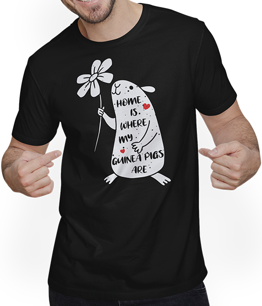 Produktbild von T-Shirt mit Mann Home Is Where My Guinea Pigs Are Funny Meerschweinchen Spruch