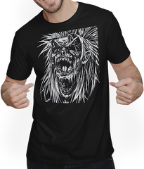 Produktbild von T-Shirt mit Mann Horror Fan Totenkopf mit Mohawk Crazy Punkrocker Punk