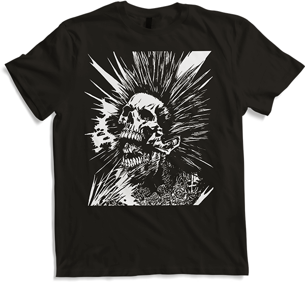 Produktbild von T-Shirt Horror Fan Totenkopf mit Mohawk Crazy Punkrocker Punk