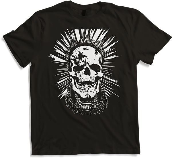 Produktbild von T-Shirt Horror Fan Totenkopf mit Mohawk Crazy Punkrocker Punk