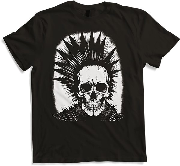Produktbild von T-Shirt Horror Fan Totenkopf mit Mohawk Crazy Punkrocker Punk