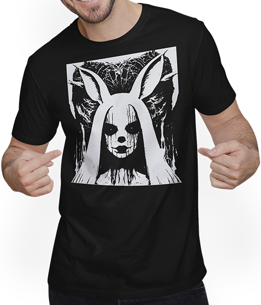 Produktbild von T-Shirt mit Mann Horror Gothic Batcave Girl Bunny Dark Wave Gothic Girl
