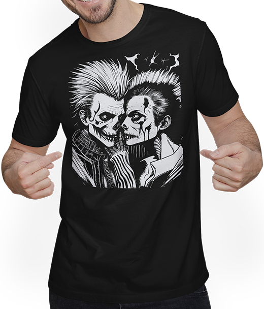 Produktbild von T-Shirt mit Mann Horror Punk Couple Art Okult Death Metal Rockabilly